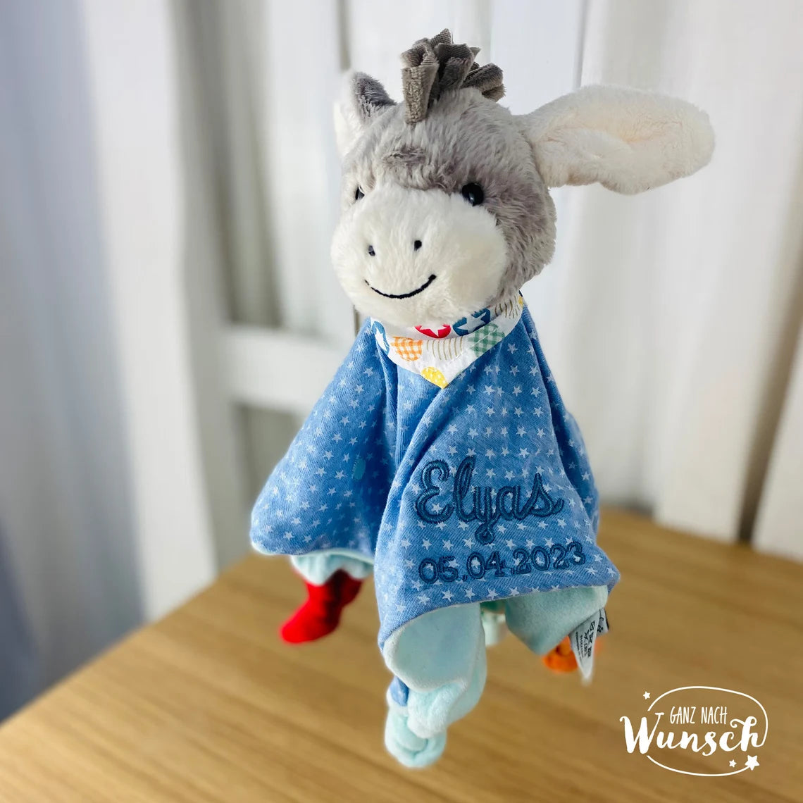 Sterntaler | Babytuch | Schmusetuch | Geschenk zur Geburt | Schnuffeltuch | mit Stick | personalisierbar | Baby | Knoten | Musselin