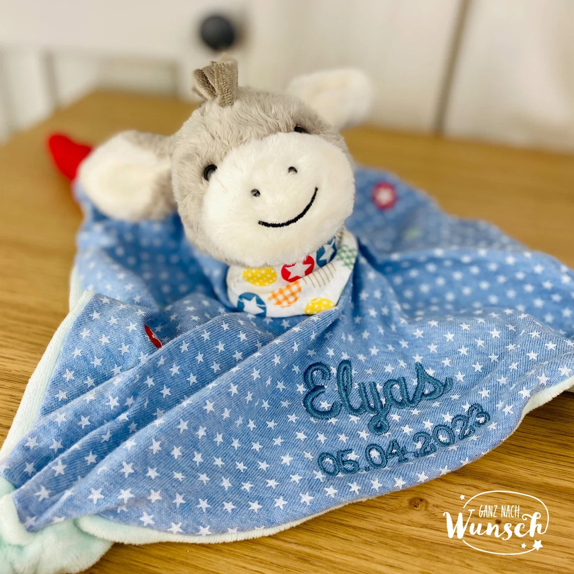 Sterntaler | Babytuch | Schmusetuch | Geschenk zur Geburt | Schnuffeltuch | mit Stick | personalisierbar | Baby | Knoten | Musselin