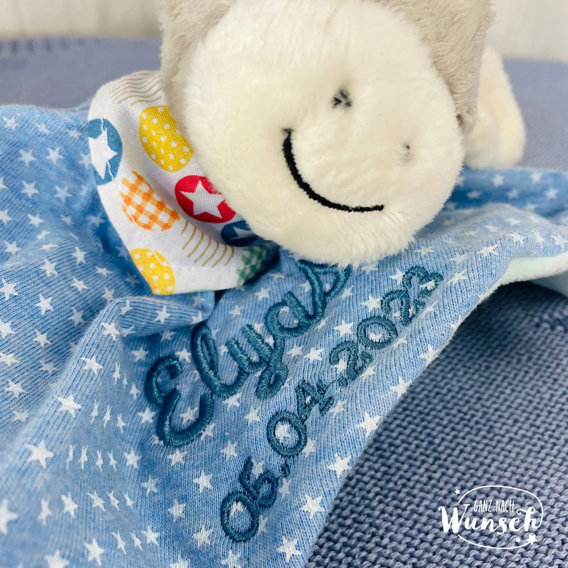 Sterntaler | Babytuch | Schmusetuch | Geschenk zur Geburt | Schnuffeltuch | mit Stick | personalisierbar | Baby | Knoten | Musselin