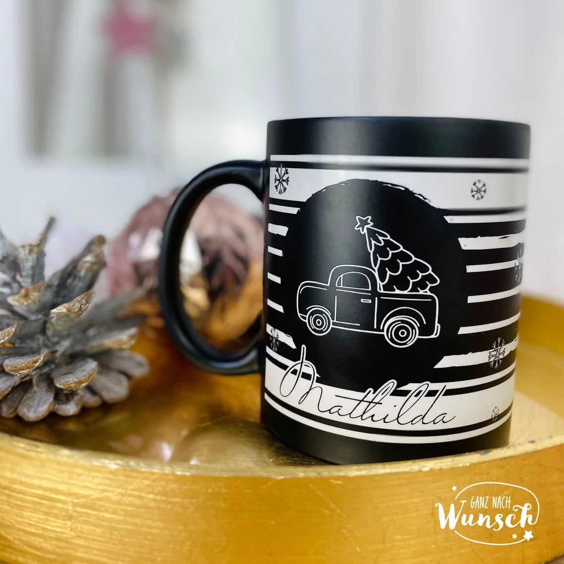 Personalisierte Tasse mit Weihnachtsmotiv | Keramikbecher | Keramiktasse | Becher mit Gravur | Weihnachtsgeschenk personalisiert