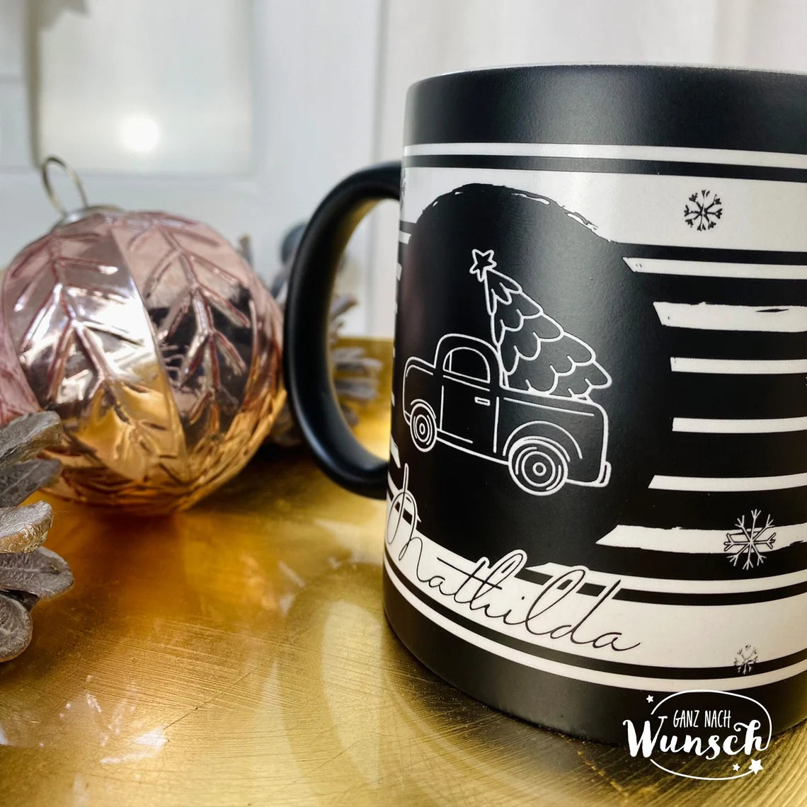 Personalisierte Tasse mit Weihnachtsmotiv | Keramikbecher | Keramiktasse | Becher mit Gravur | Weihnachtsgeschenk personalisiert