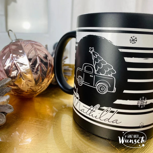 Personalisierte Tasse mit Weihnachtsmotiv | Keramikbecher | Keramiktasse | Becher mit Gravur | Weihnachtsgeschenk personalisiert
