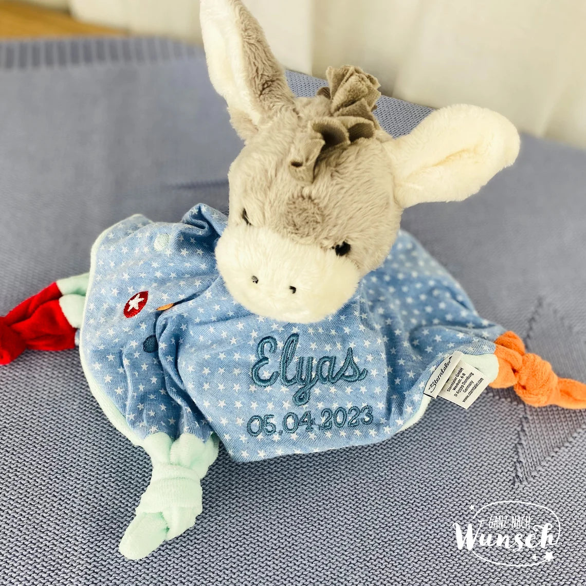 Sterntaler | Babytuch | Schmusetuch | Geschenk zur Geburt | Schnuffeltuch | mit Stick | personalisierbar | Baby | Knoten | Musselin