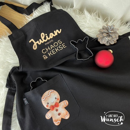 Kinderschürze personalisiert | Kochschürze Kinder | Plätzchen backen | Schürze für Kind | Geschenk zum Nikolaus | Weihnachtsgeschenk | Kekse