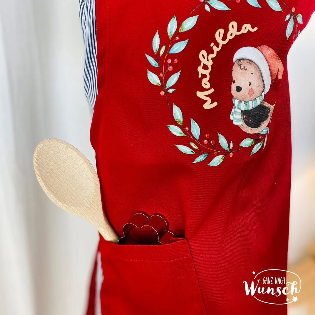 Weihnachten - Vogel mit Mütze und Schal - Bedruckte Schürze