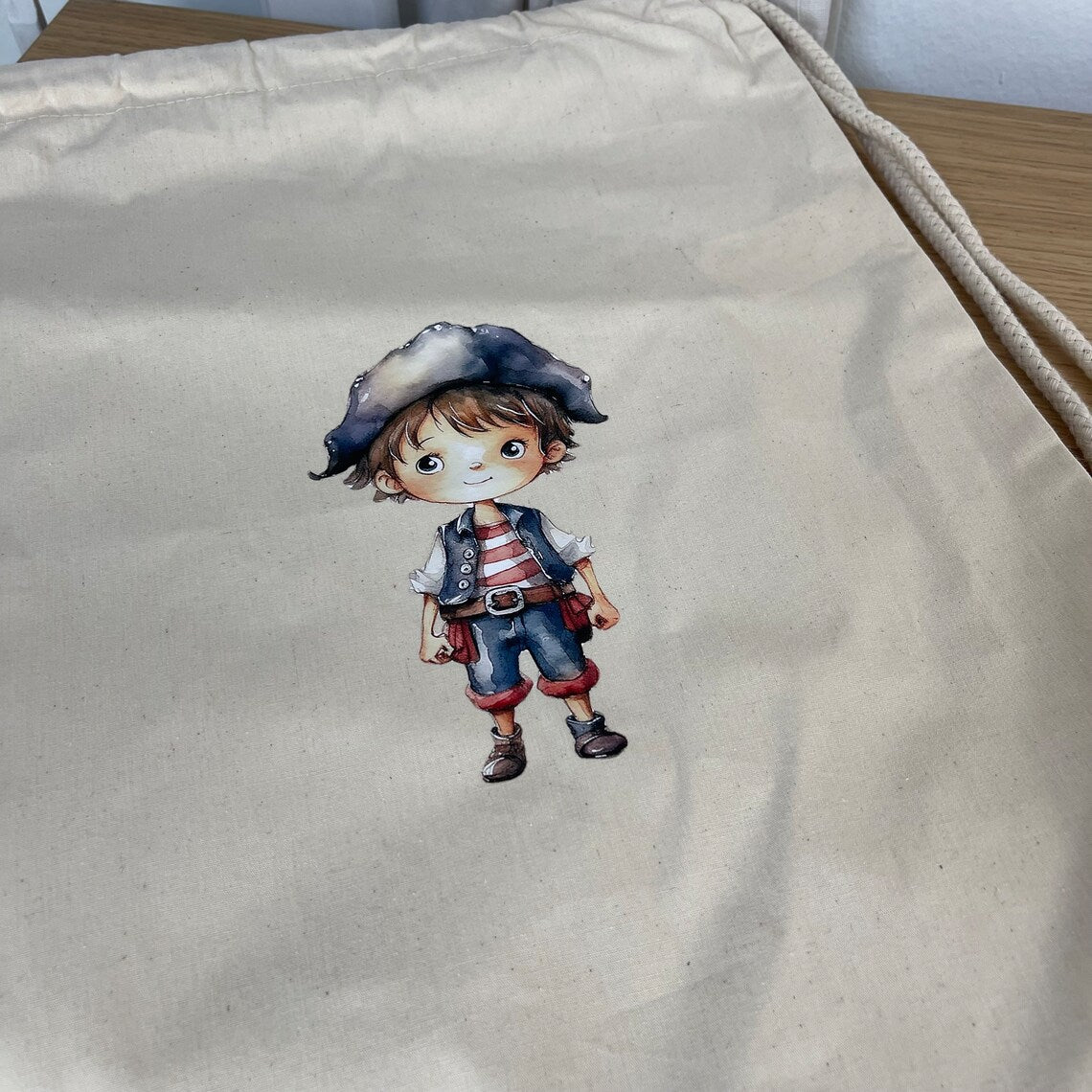 Turnbeutel personalisiert | Stofftasche | Jutebeutel | Schulbeitel | Bio-Baumwolle | Henkeltasche | Piratenmotiv | Weihnachtsgeschenk |