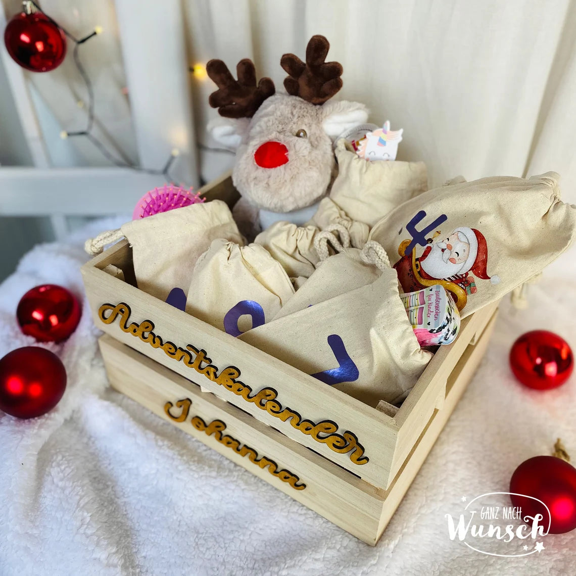 Weihnachten - Adventskalender - Gravierte Holzkiste