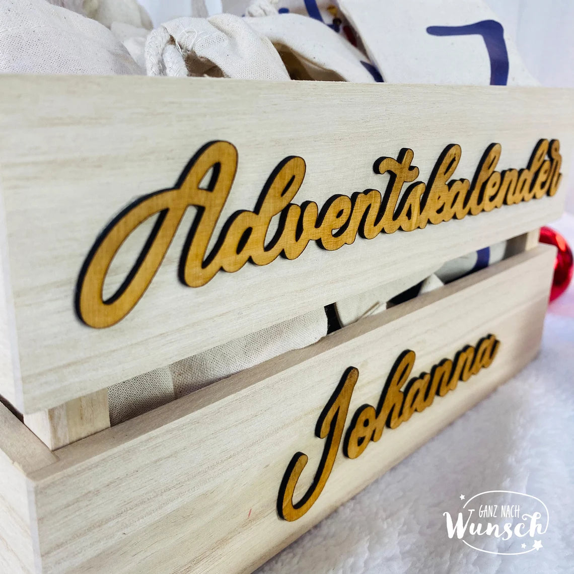 Weihnachten - Adventskalender - Gravierte Holzkiste