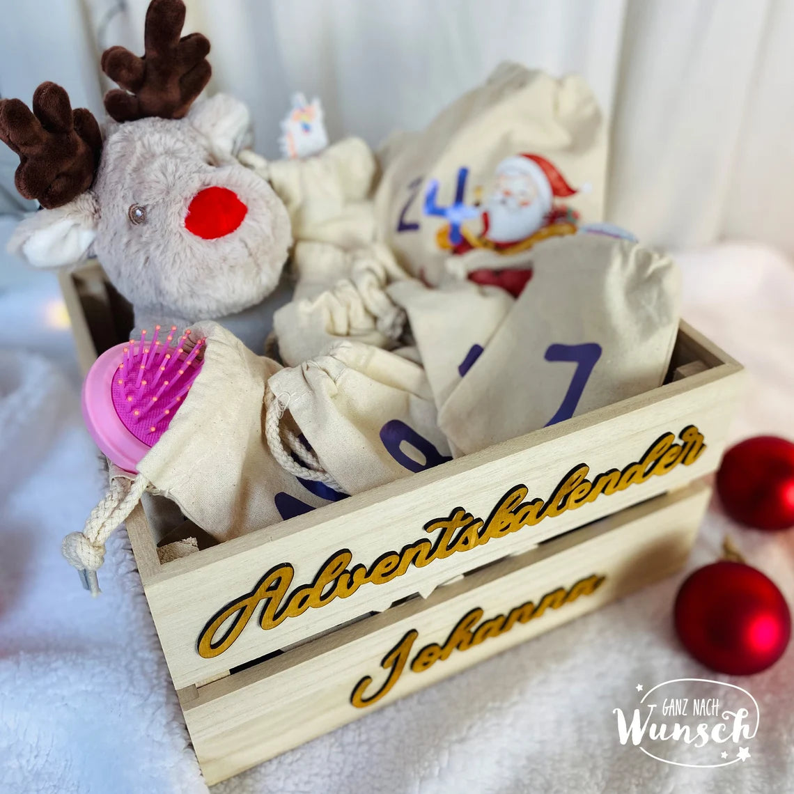 Weihnachten - Adventskalender - Gravierte Holzkiste