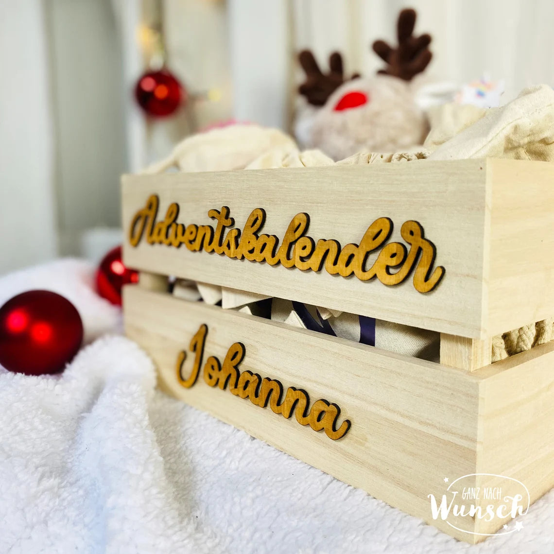 Weihnachten - Adventskalender - Gravierte Holzkiste