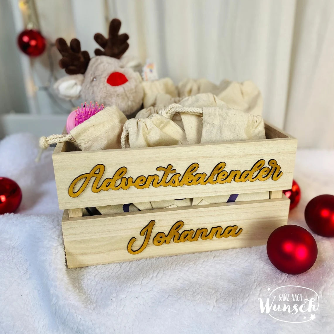 Weihnachten - Adventskalender - Gravierte Holzkiste