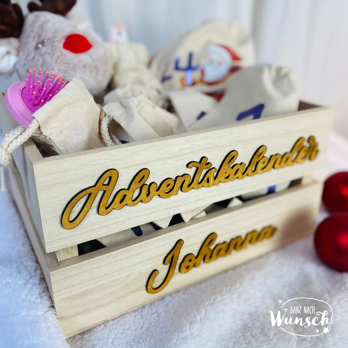 Weihnachten - Adventskalender - Gravierte Holzkiste