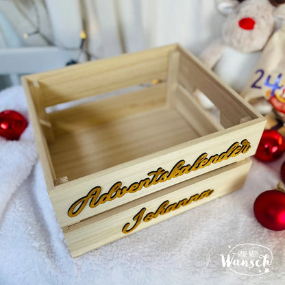 Weihnachten - Adventskalender - Gravierte Holzkiste