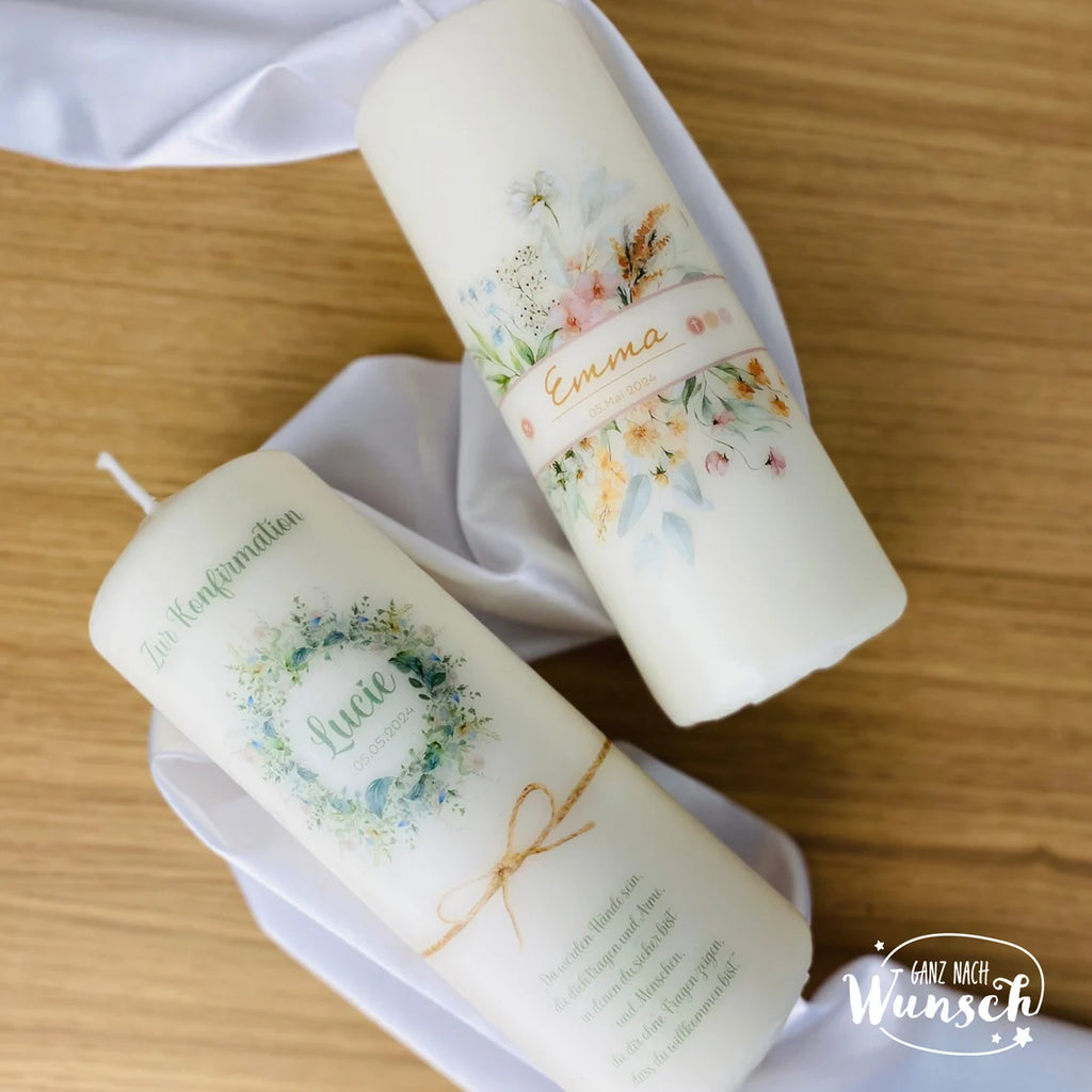 Weihnachtskerze personalisiert mit Wintermotiven und "Frohe Weihnachten" | Stumpenkerze | Weihnachtsdeko | Geschenkidee | Adventskerze | Festlich