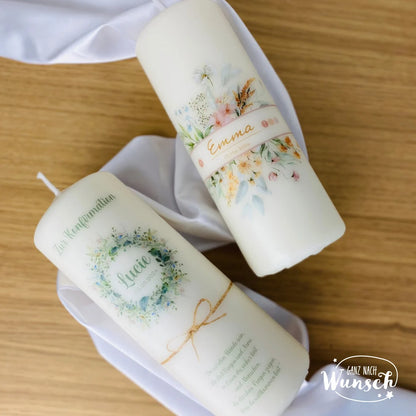 Weihnachtskerze personalisiert mit Wintermotiven und "Frohe Weihnachten" | Stumpenkerze | Weihnachtsdeko | Geschenkidee | Adventskerze | Festlich