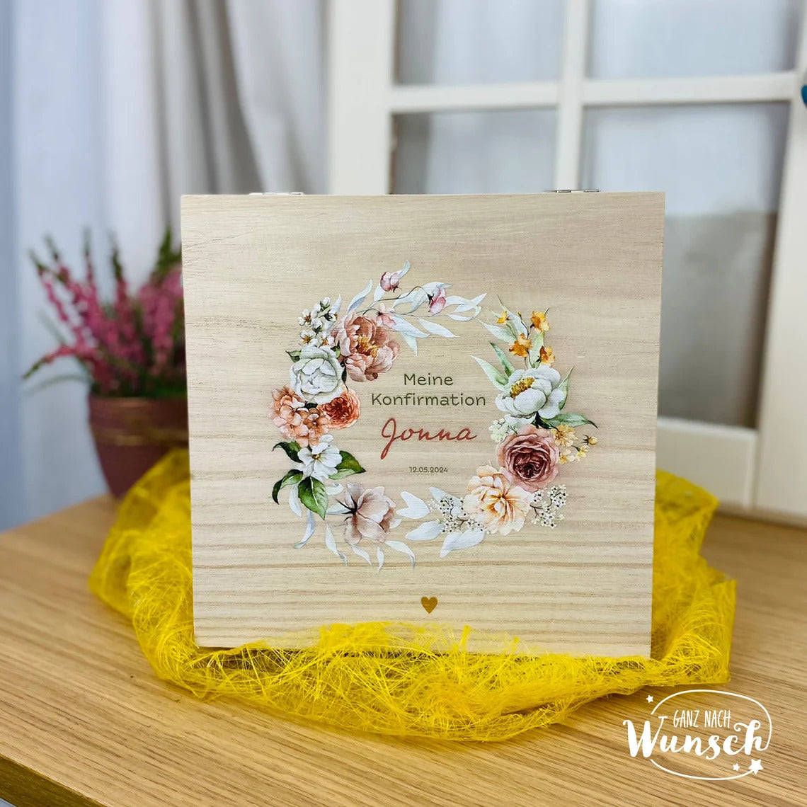 Erinnerungskiste zur Konfirmation| Personalisierte Erinnerungsbox | Holzkiste mit Bild