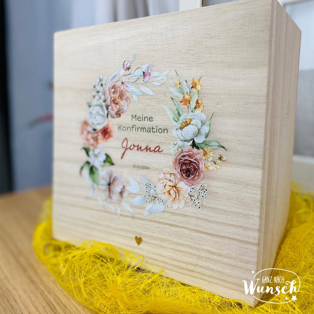 Erinnerungskiste zur Konfirmation| Personalisierte Erinnerungsbox | Holzkiste mit Bild