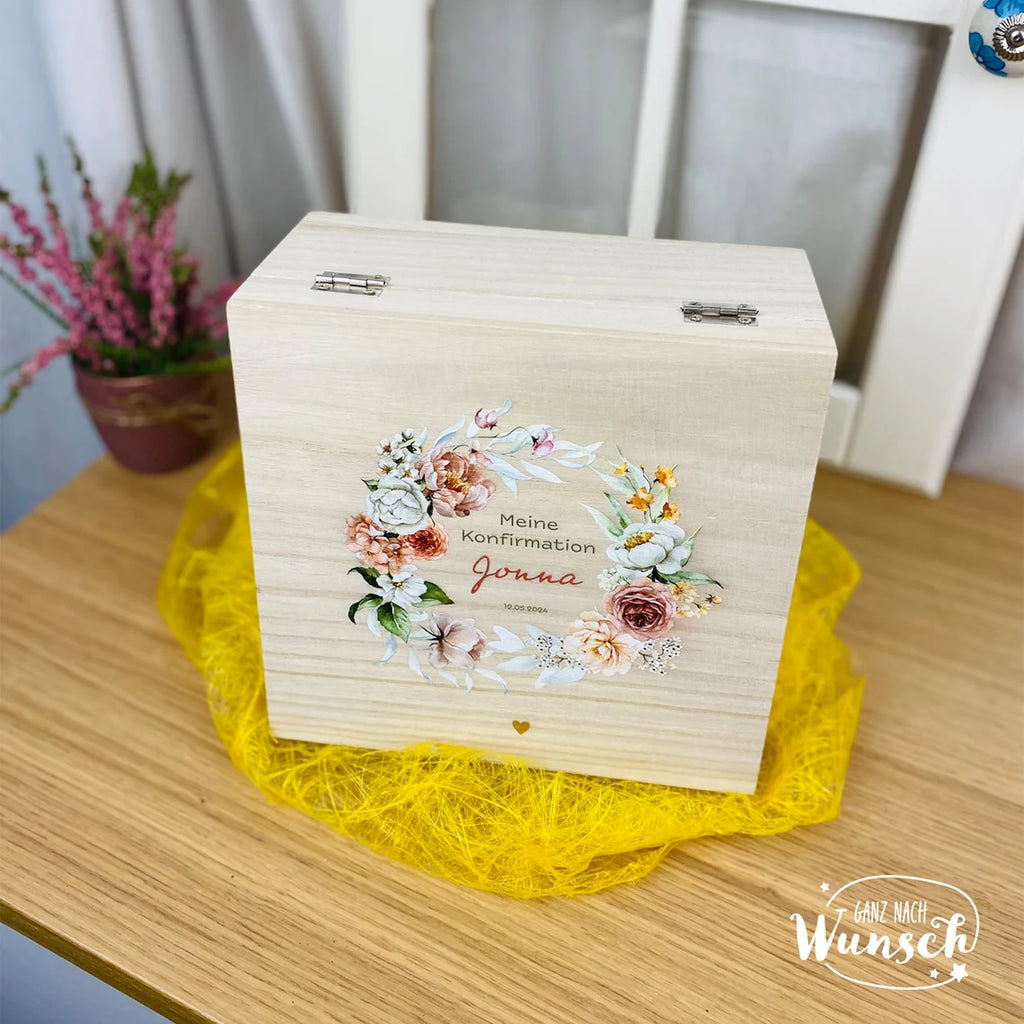 Erinnerungskiste zur Konfirmation| Personalisierte Erinnerungsbox | Holzkiste mit Bild