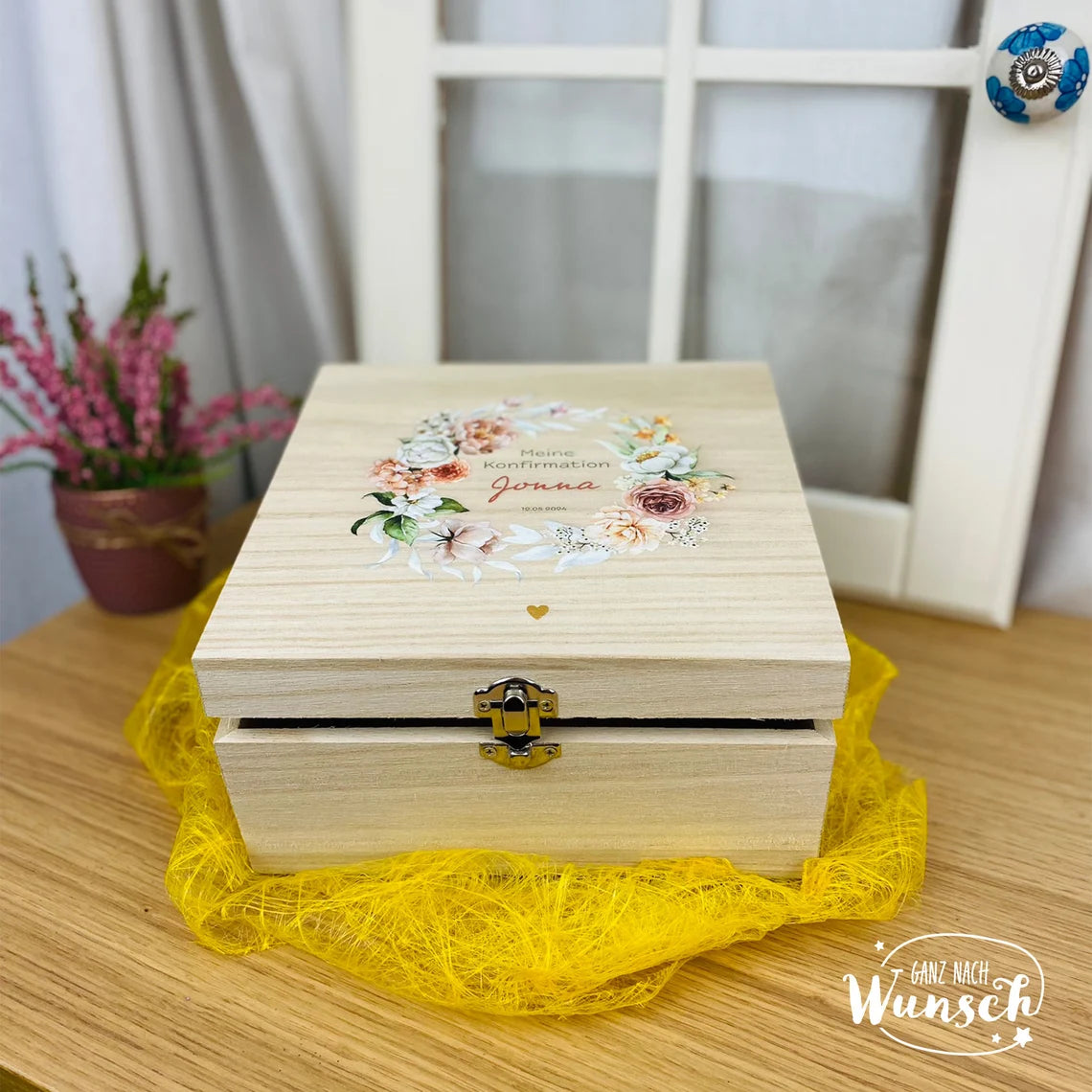 Erinnerungskiste zur Konfirmation| Personalisierte Erinnerungsbox | Holzkiste mit Bild