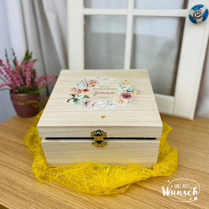 Erinnerungskiste zur Konfirmation| Personalisierte Erinnerungsbox | Holzkiste mit Bild