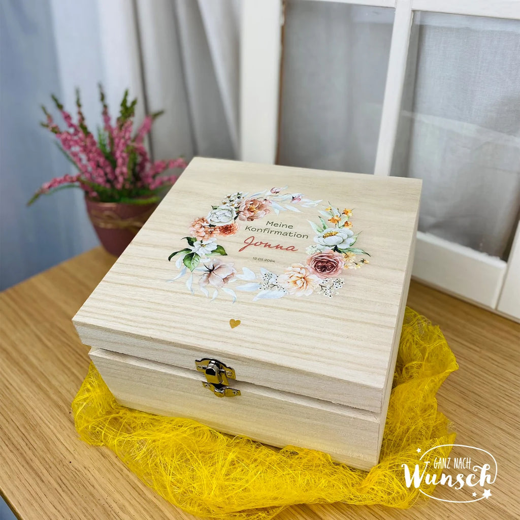Erinnerungskiste zur Konfirmation| Personalisierte Erinnerungsbox | Holzkiste mit Bild