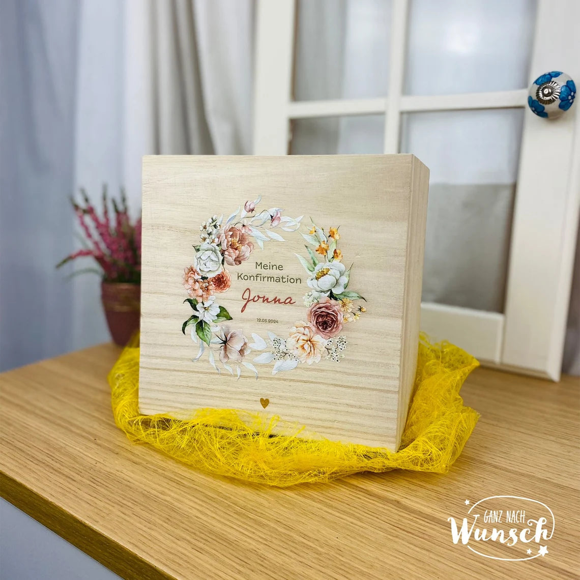 Erinnerungskiste zur Konfirmation| Personalisierte Erinnerungsbox | Holzkiste mit Bild