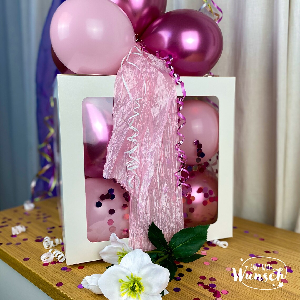 Schulkind Geschenkbox für Mädchen Junge mit Ballons, Personalisierte Dekoration, Kreative Luftballonverpackung, Einschulung Geldgeschenk