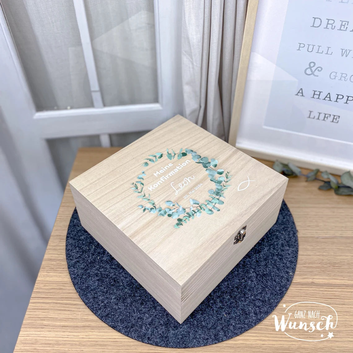 Personalisierte Erinnerungskiste zur Konfirmation, Erinnerungsbox aus Holz mit Namen, Konfirmationsgeschenk Andenken