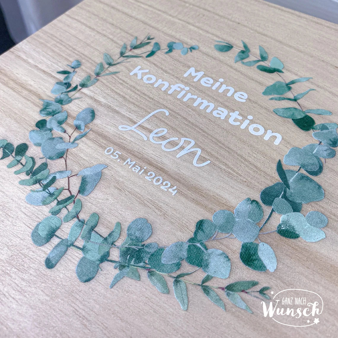 Personalisierte Erinnerungskiste zur Konfirmation, Erinnerungsbox aus Holz mit Namen, Konfirmationsgeschenk Andenken