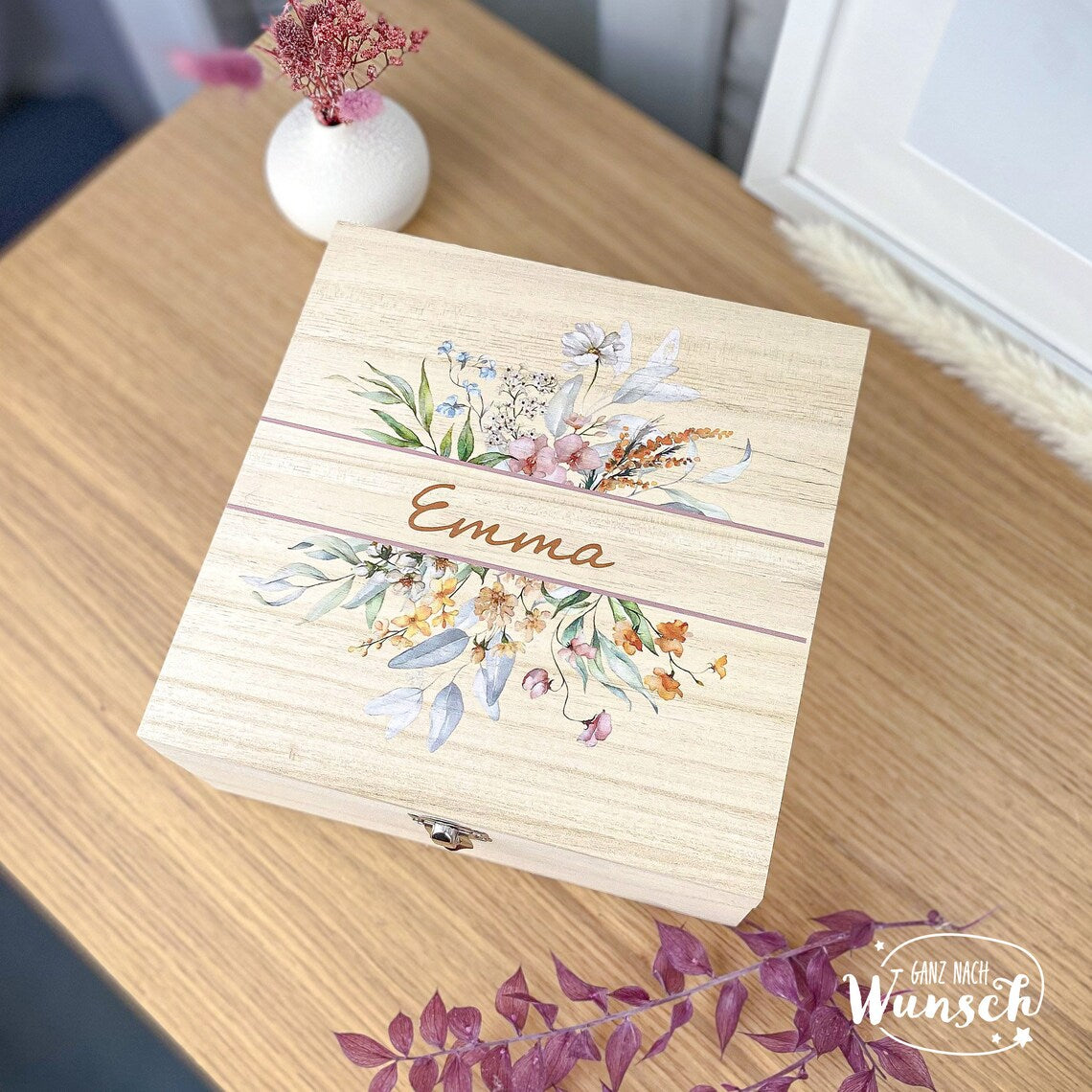 Personalisierte Erinnerungskiste mit Namen, z.B. zur Einschulung, Hochzeit zum Geburtstag, Erinnerungsbox, persönliche Geschenkbox
