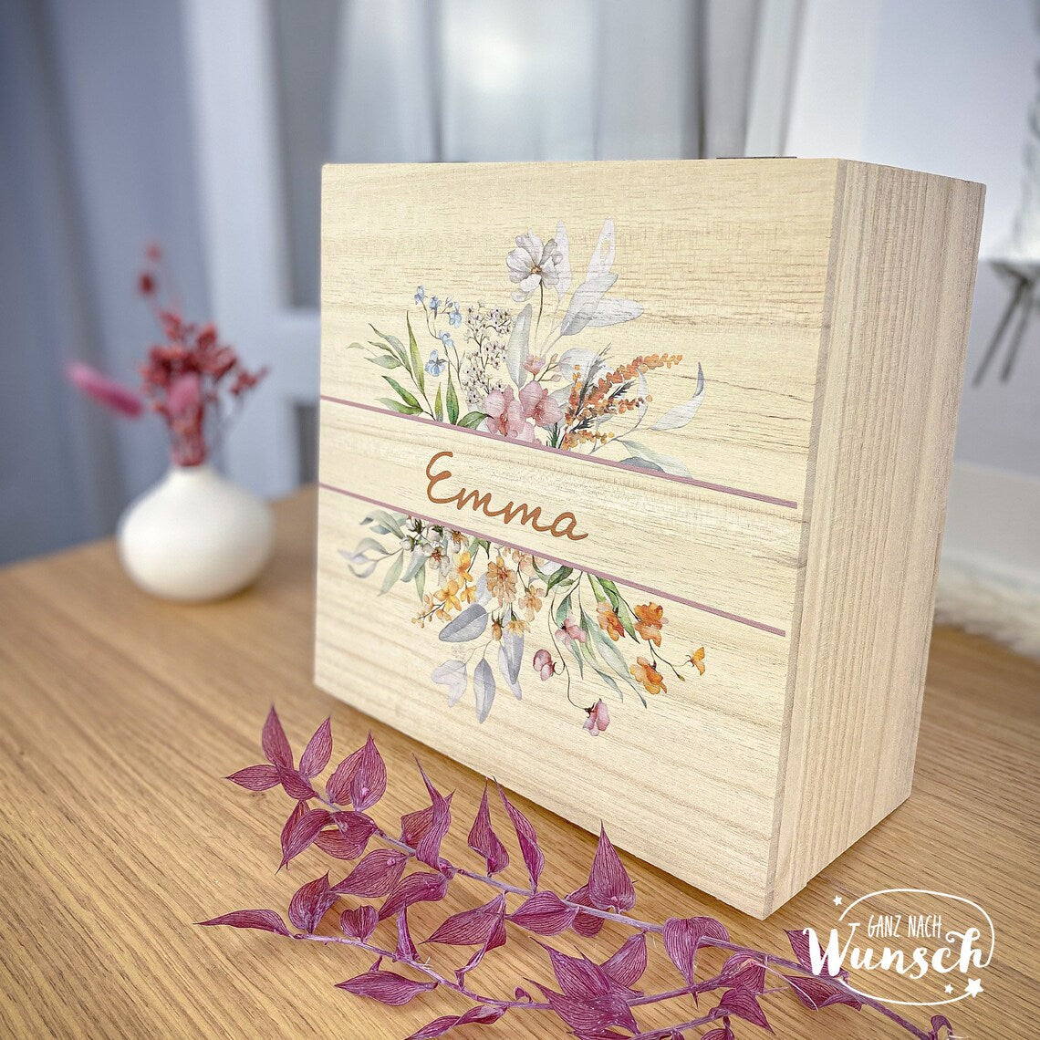 Personalisierte Erinnerungskiste mit Namen, z.B. zur Einschulung, Hochzeit zum Geburtstag, Erinnerungsbox, persönliche Geschenkbox