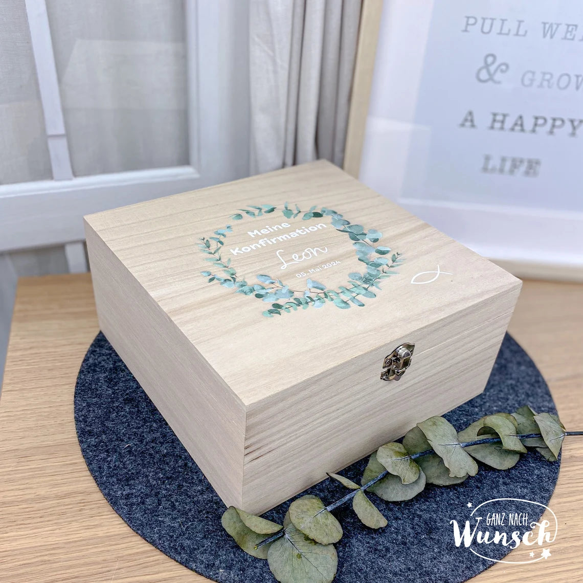Personalisierte Erinnerungskiste zur Konfirmation, Erinnerungsbox aus Holz mit Namen, Konfirmationsgeschenk Andenken