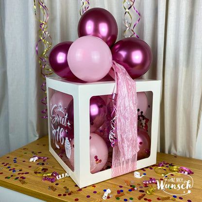 Geschenkbox für Mädchen mit Ballons zum Geburtstag, Personalisierte Dekoration, Kreative Luftballonverpackung, Einzigartige Erinnerung