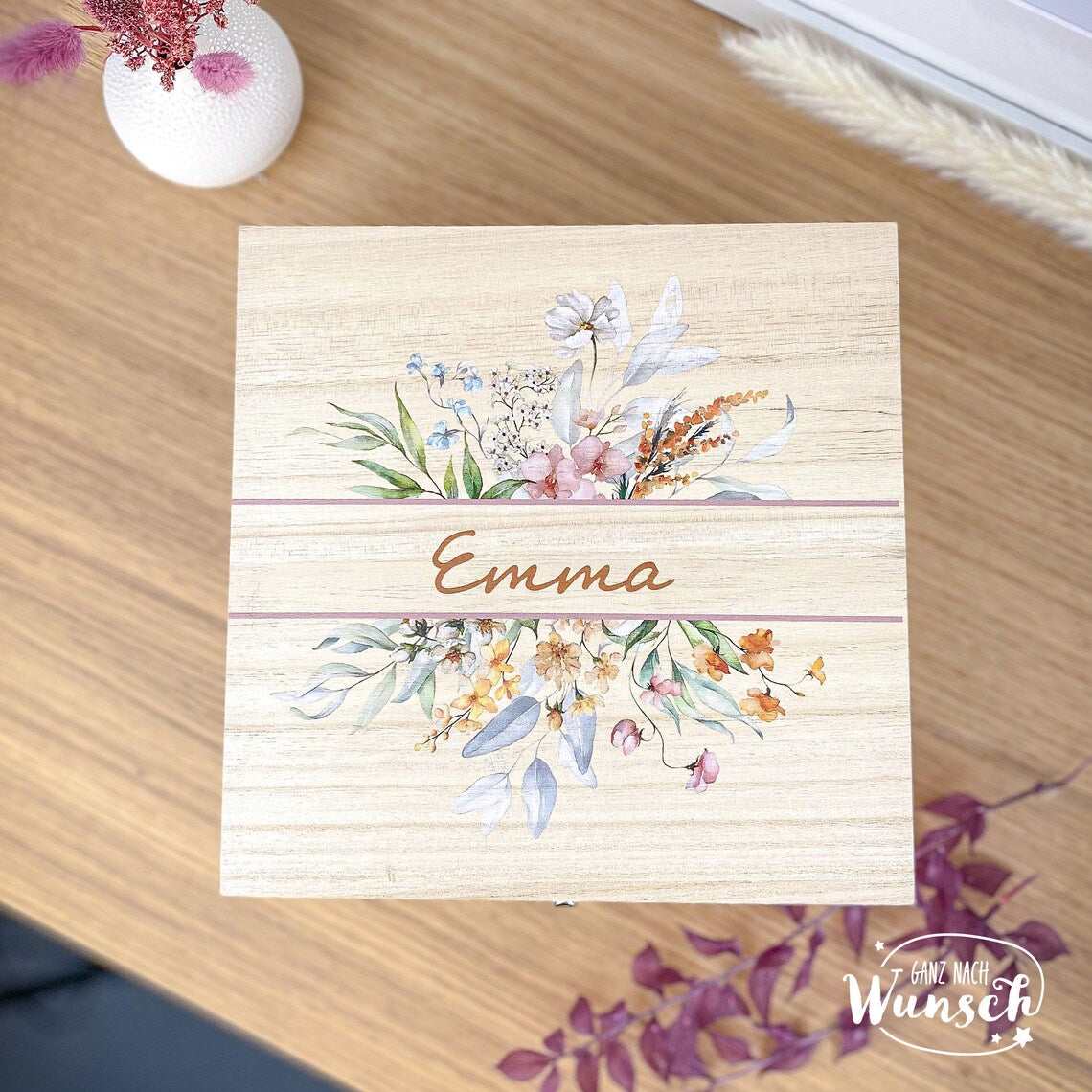 Personalisierte Erinnerungskiste mit Namen, z.B. zur Einschulung, Hochzeit zum Geburtstag, Erinnerungsbox, persönliche Geschenkbox