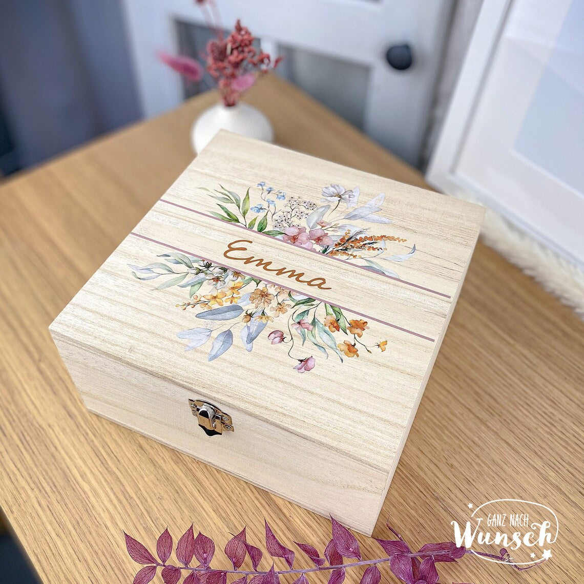Personalisierte Erinnerungskiste mit Namen, z.B. zur Einschulung, Hochzeit zum Geburtstag, Erinnerungsbox, persönliche Geschenkbox
