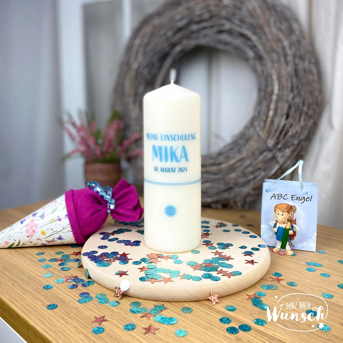 Personalisierte Kerze zur Einschulung | besonderes Einschulungsgeschenk | Patengeschenk | Schulanfang | Geburtstag | Hochzeit | Geburt |