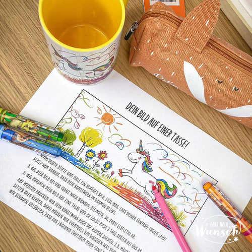Personalisierte Tasse Zeichnung | Tasse mit Kunstwerk für Kinder | Bemalte Tasse | Geschenk für Eltern, Großeltern, Freunde | Sublimation