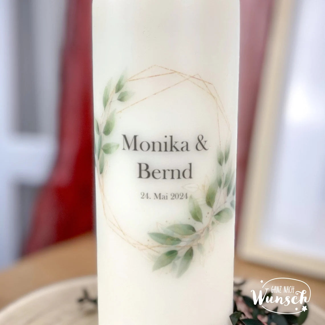 Personalisierte Kerze zur Hochzeit mit Name & Datum, Geschenk zur Hochzeit, hochwertige Stumpenkerze, Hochzeitskerze, Traukerze, Jubiläum