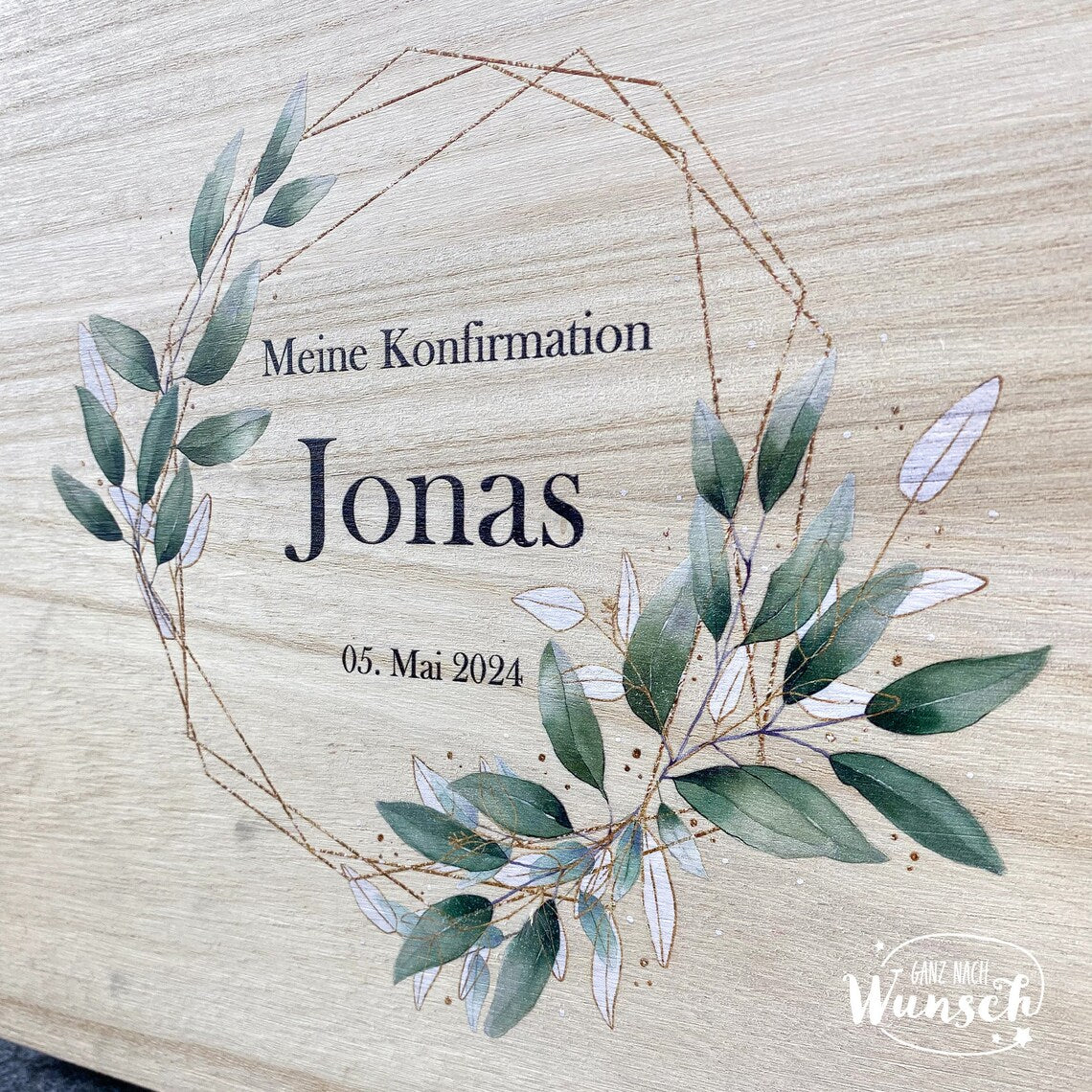 Personalisierte Erinnerungskiste zur Konfirmation, Erinnerungsbox aus Holz mit Namen, Konfirmationsgeschenk Andenken