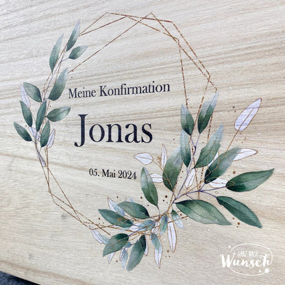 Personalisierte Erinnerungskiste zur Konfirmation, Erinnerungsbox aus Holz mit Namen, Konfirmationsgeschenk Andenken