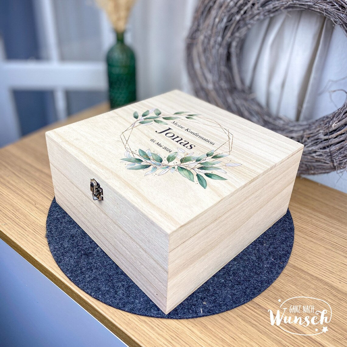 Personalisierte Erinnerungskiste zur Konfirmation, Erinnerungsbox aus Holz mit Namen, Konfirmationsgeschenk Andenken