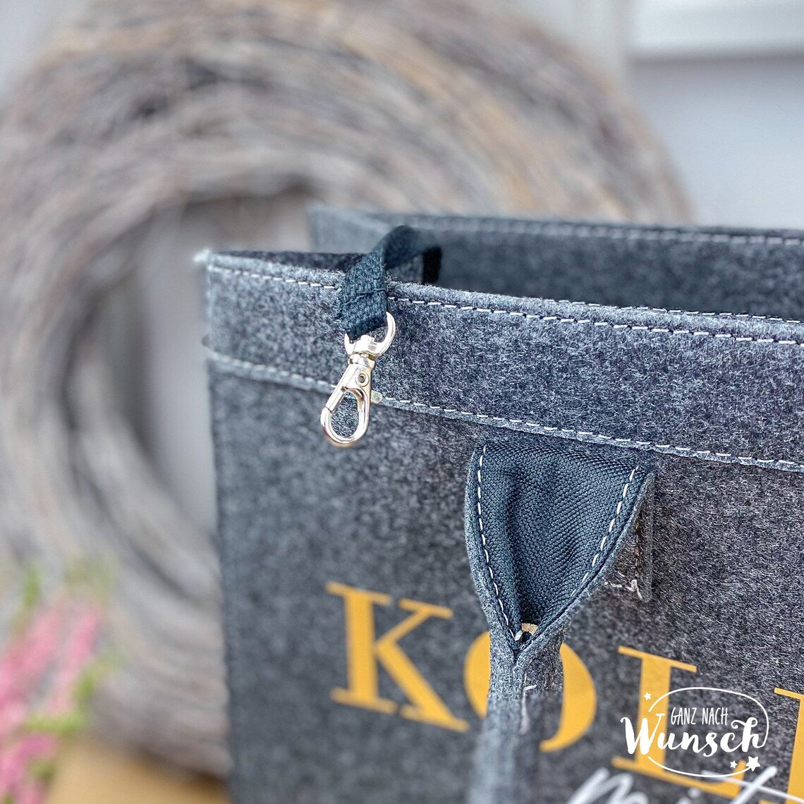 Filztasche Kollegin mit Herz | personalisiert | Geschenk für Frau, Erzieherin, Lehrerin | Tasche mit Namen | Filz Shopper | Einkaufstasche