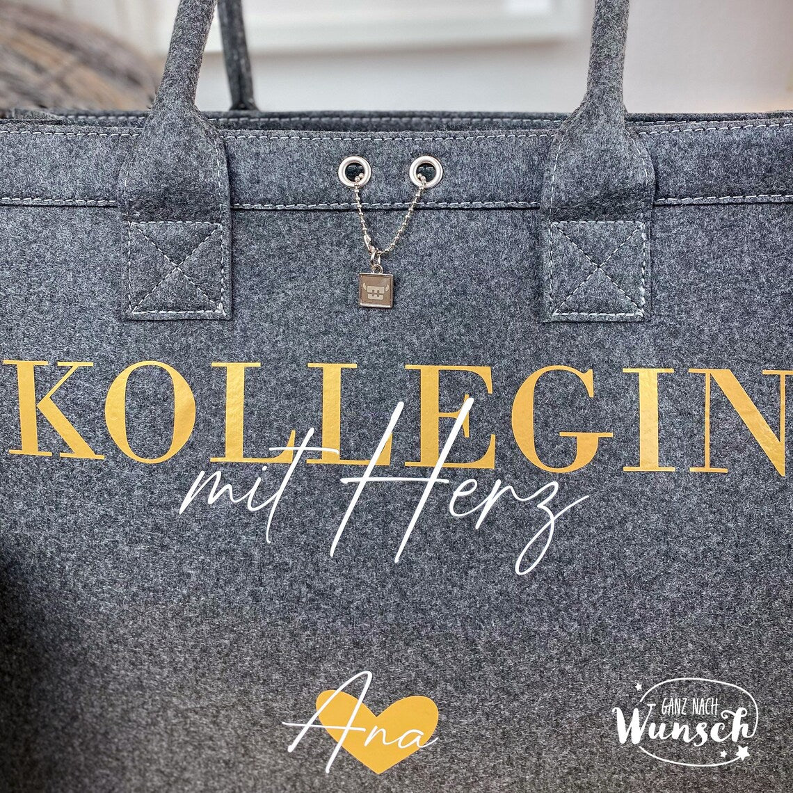 Filztasche Kollegin mit Herz | personalisiert | Geschenk für Frau, Erzieherin, Lehrerin | Tasche mit Namen | Filz Shopper | Einkaufstasche