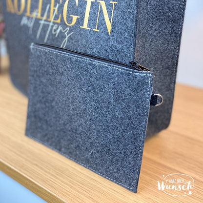 Filztasche Kollegin mit Herz | personalisiert | Geschenk für Frau, Erzieherin, Lehrerin | Tasche mit Namen | Filz Shopper | Einkaufstasche