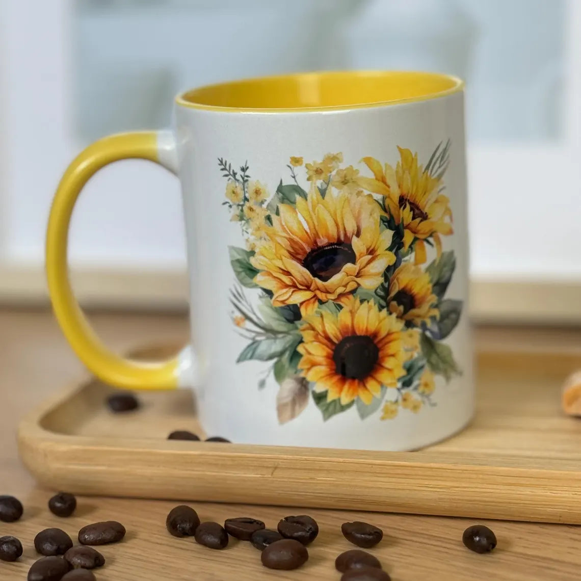 Tasse Sonnenblumen | Keramik Tasse | Becher | Keramiktasse | Geschenk | personalisiertes Geschenk | Weihnachtsgeschenk | Text | Geburtstag