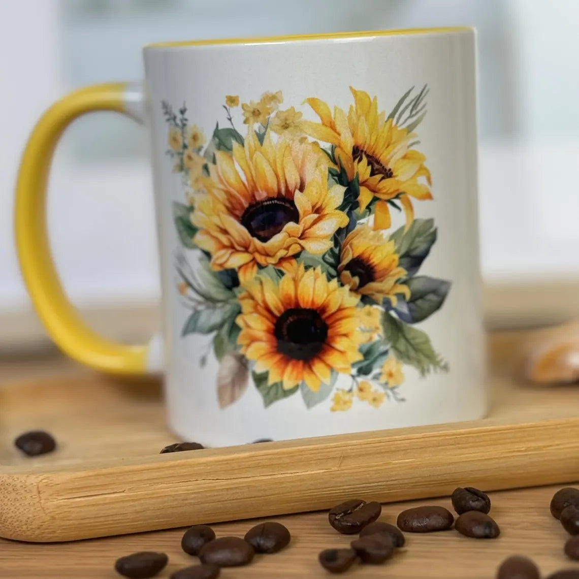 Tasse Sonnenblumen | Keramik Tasse | Becher | Keramiktasse | Geschenk | personalisiertes Geschenk | Weihnachtsgeschenk | Text | Geburtstag