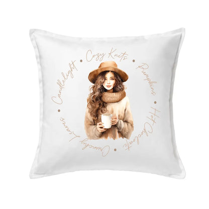 Kissenbezug | Cozy | 50x50cm | Kissenhülle | Baumwolle | Boho | Skandinavisch | Herbst | Geschenk | Blumenkranz | Beige