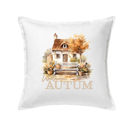 Kissenbezug | Cozy | 50x50cm | Kissenhülle | Baumwolle | Boho | Skandinavisch | Herbst | Geschenk | Blumenkranz | Beige