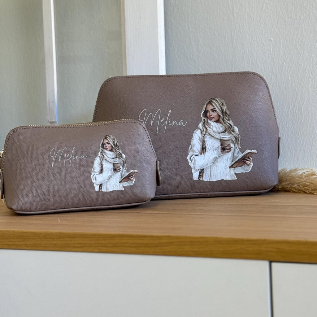 Kosmetiktasche mit tollem Frauenmotiv Personalisierung | Personalisierter Kosmetikbeutel | personalisierte Kulturtasche | Schminktasche Name