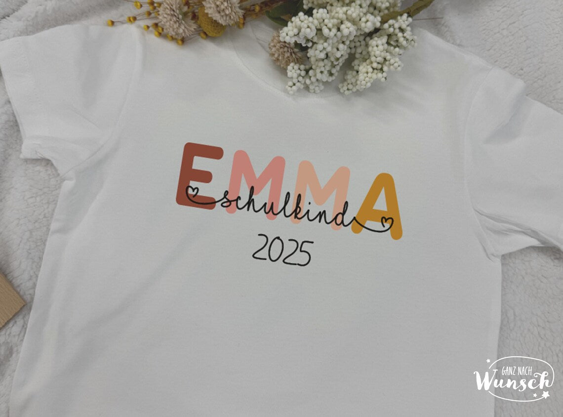 Kids Shirt - Schulkind | Name | Einschulung Geschenk | Erste Klasse | 100% Baumwolle | Personalisierbar | Schulkind | Rosa | Blau